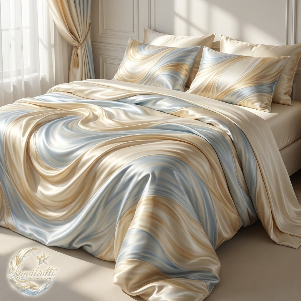 🎨 Lumibrilli™ SilkFlow Marble Luxe Bedding Set